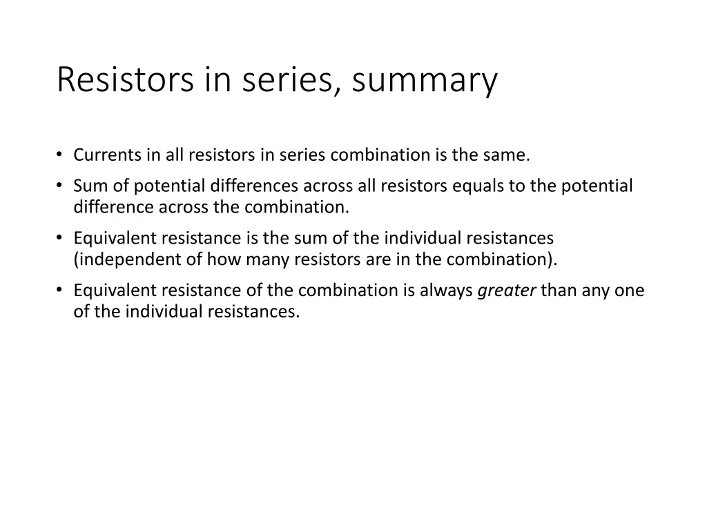 resistors in series summary
