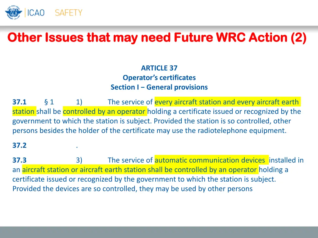 other issues that may need future wrc action 1