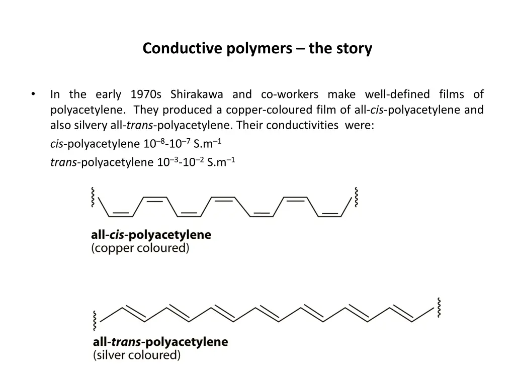 conductive polymers the story
