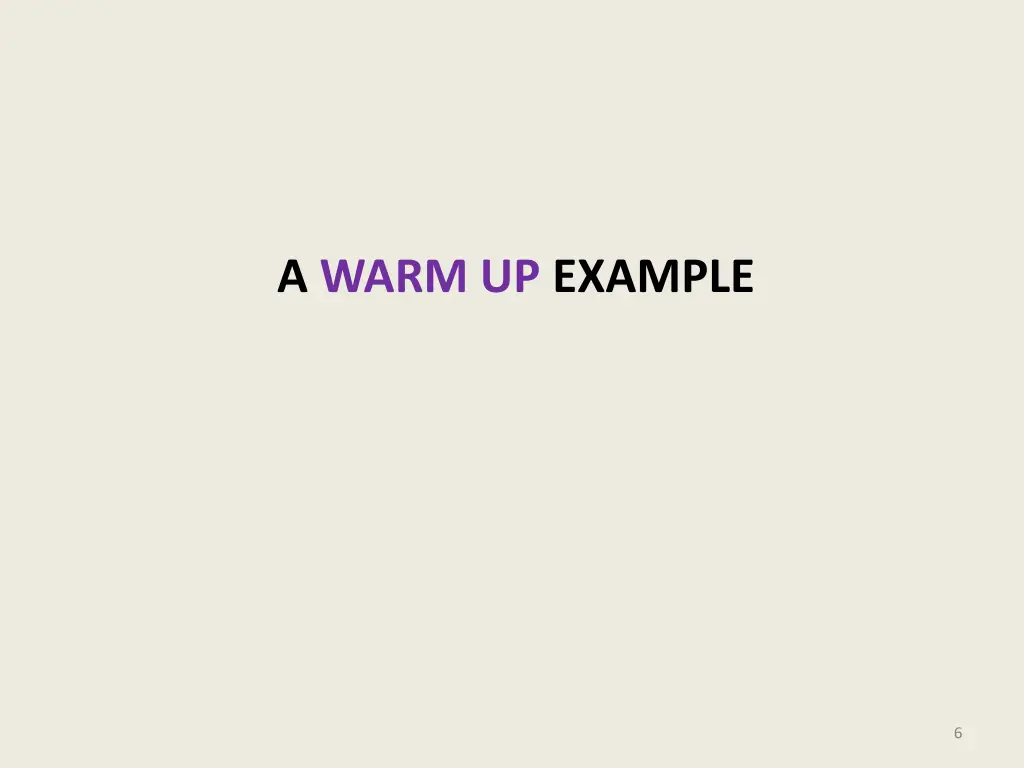 a warm up example