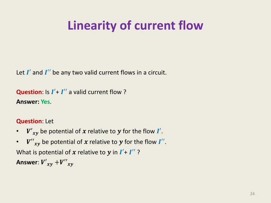 linearity of current flow