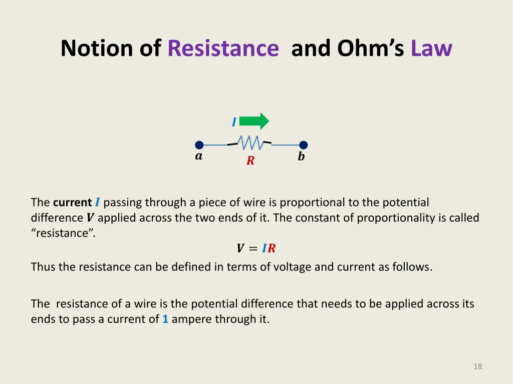 notion of resistance and ohm s law