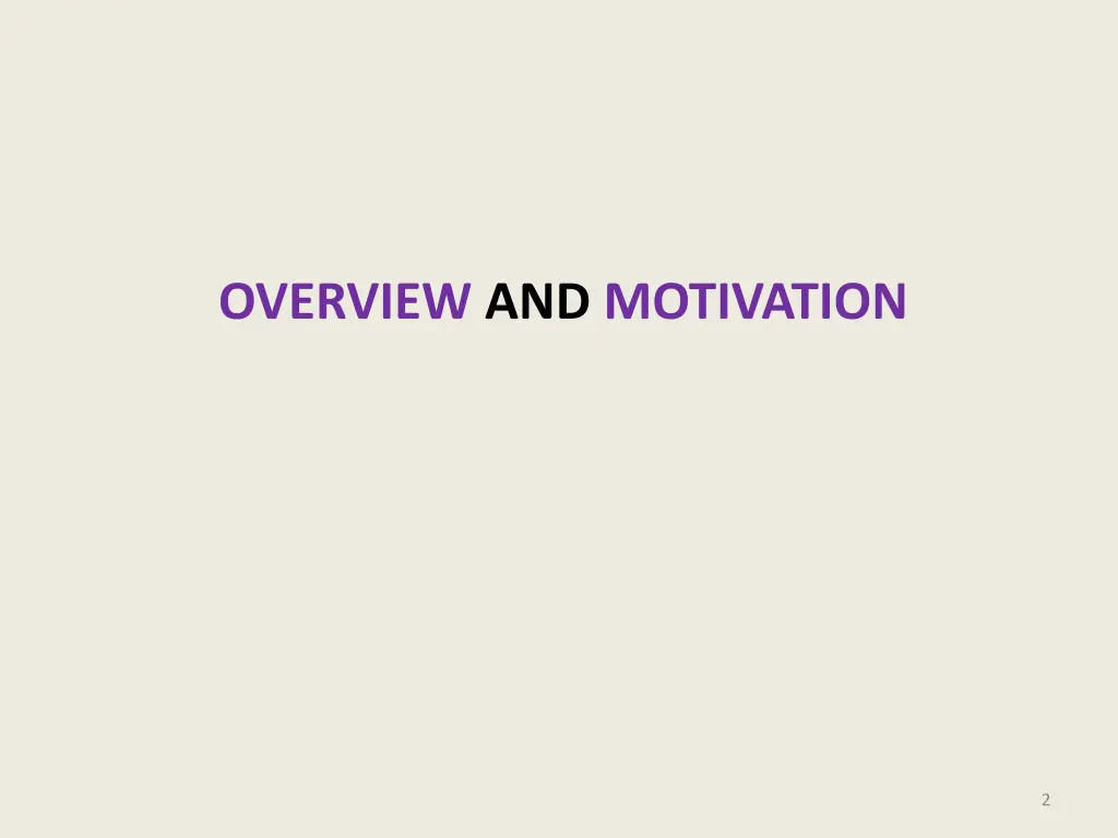 overview and motivation