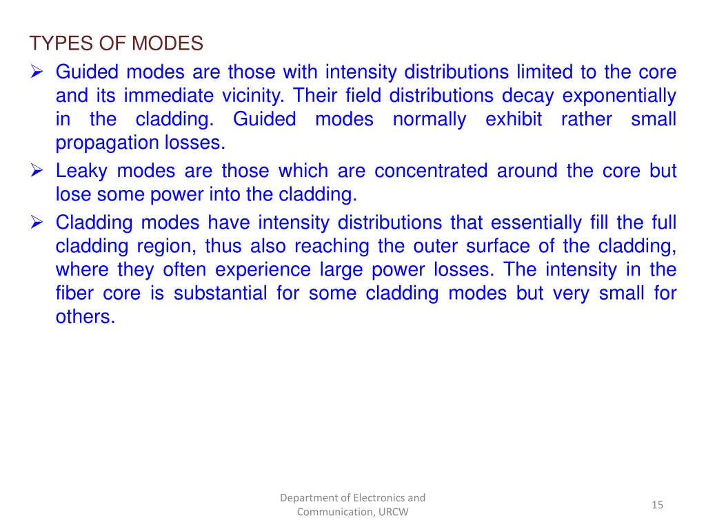 types of modes guided modes are those with