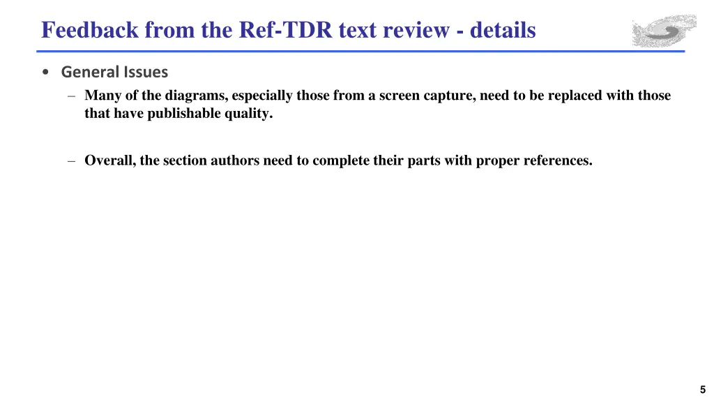 feedback from the ref tdr text review details 2