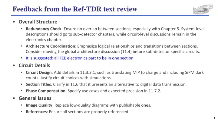 feedback from the ref tdr text review