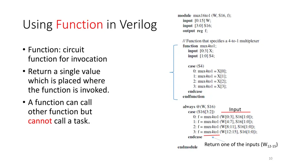 using function in verilog