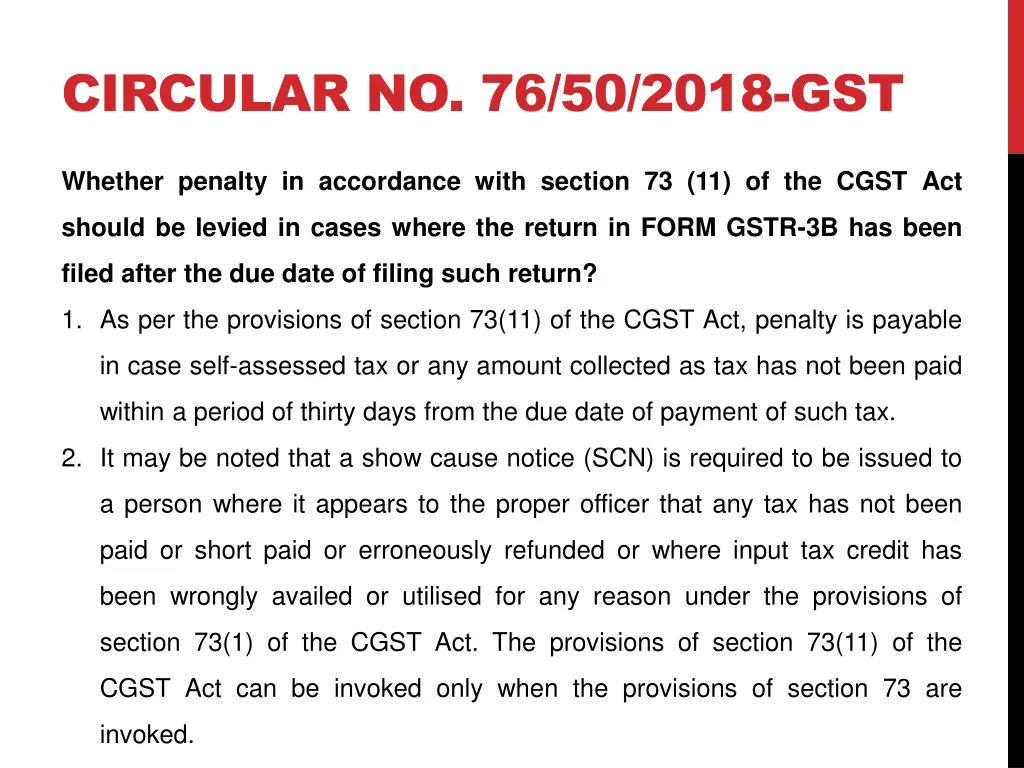 circular no 76 50 2018 gst