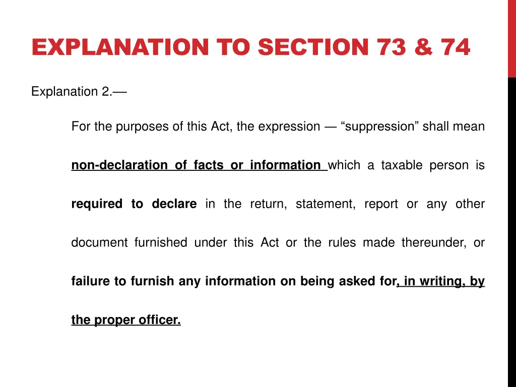 explanation to section 73 74 1