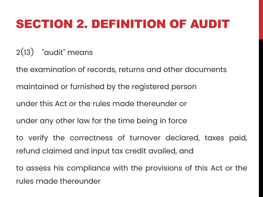 section 2 definition of audit