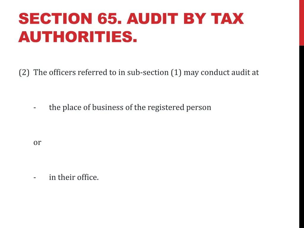 section 65 audit by tax authorities 1