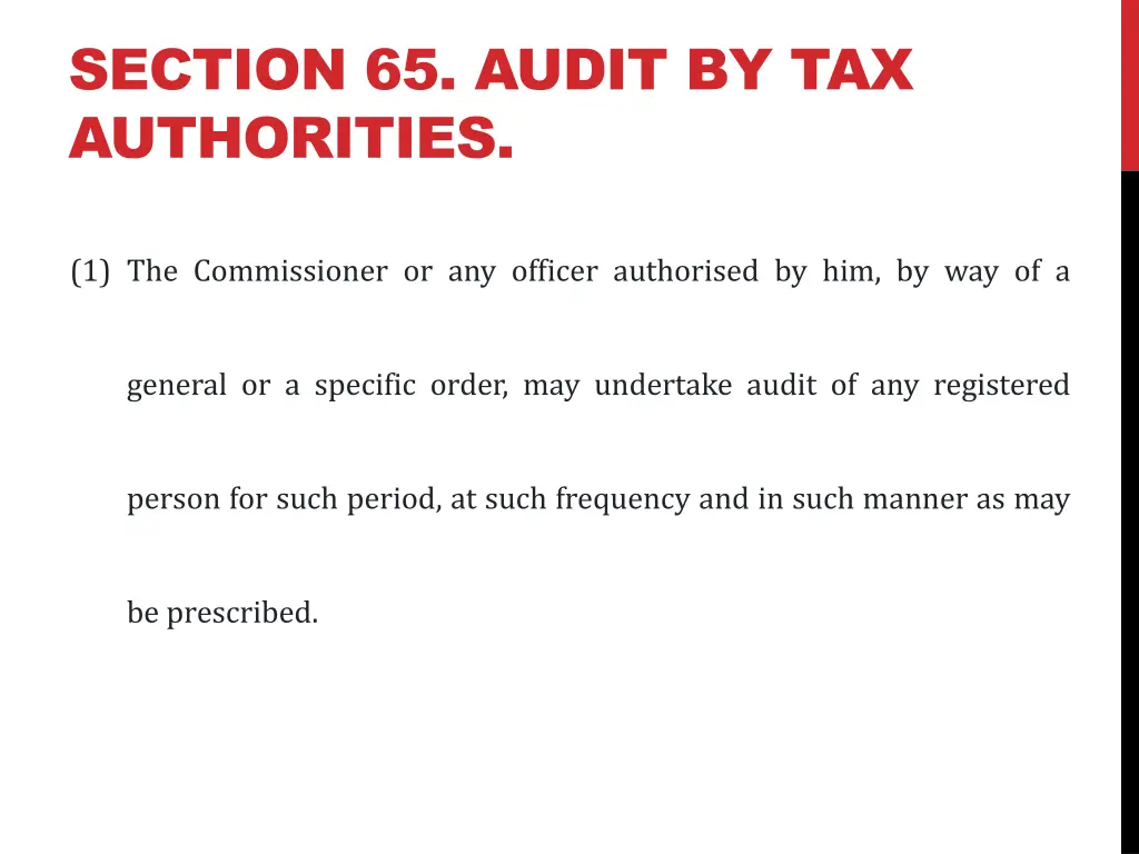 section 65 audit by tax authorities
