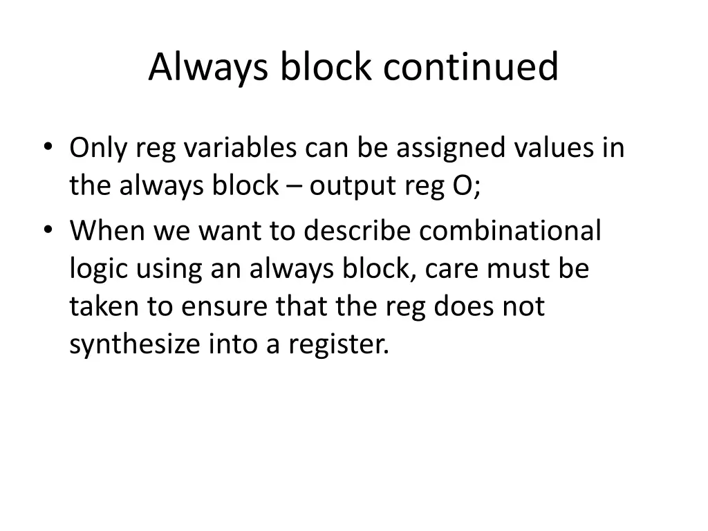 always block continued