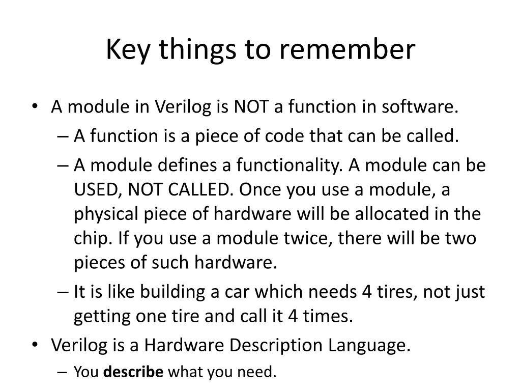 key things to remember