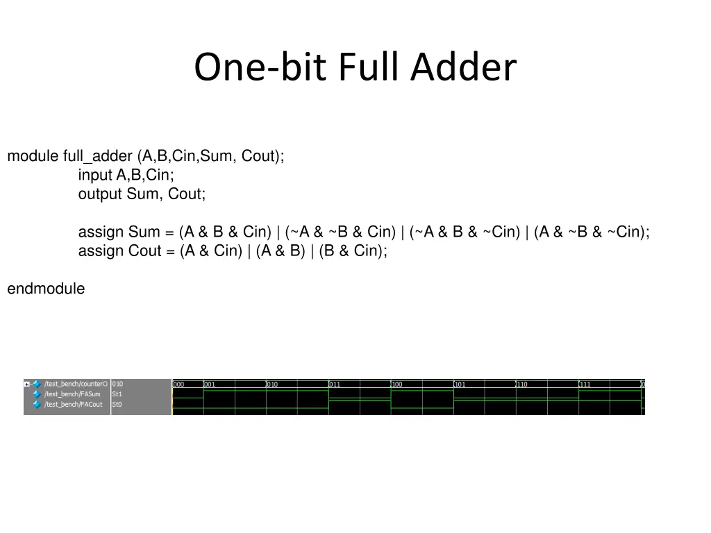 one bit full adder