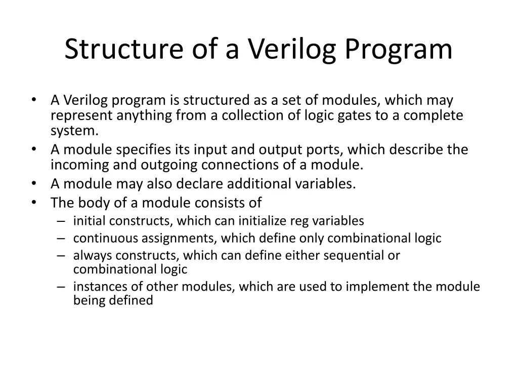 structure of a verilog program