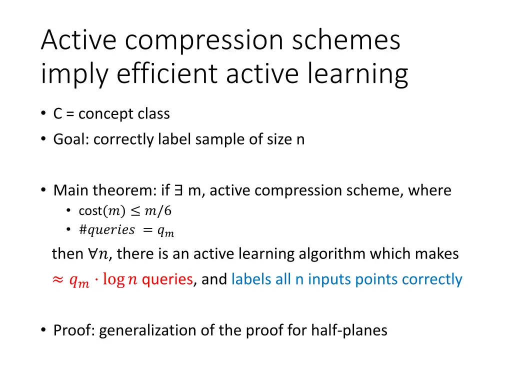 active compression schemes imply efficient active