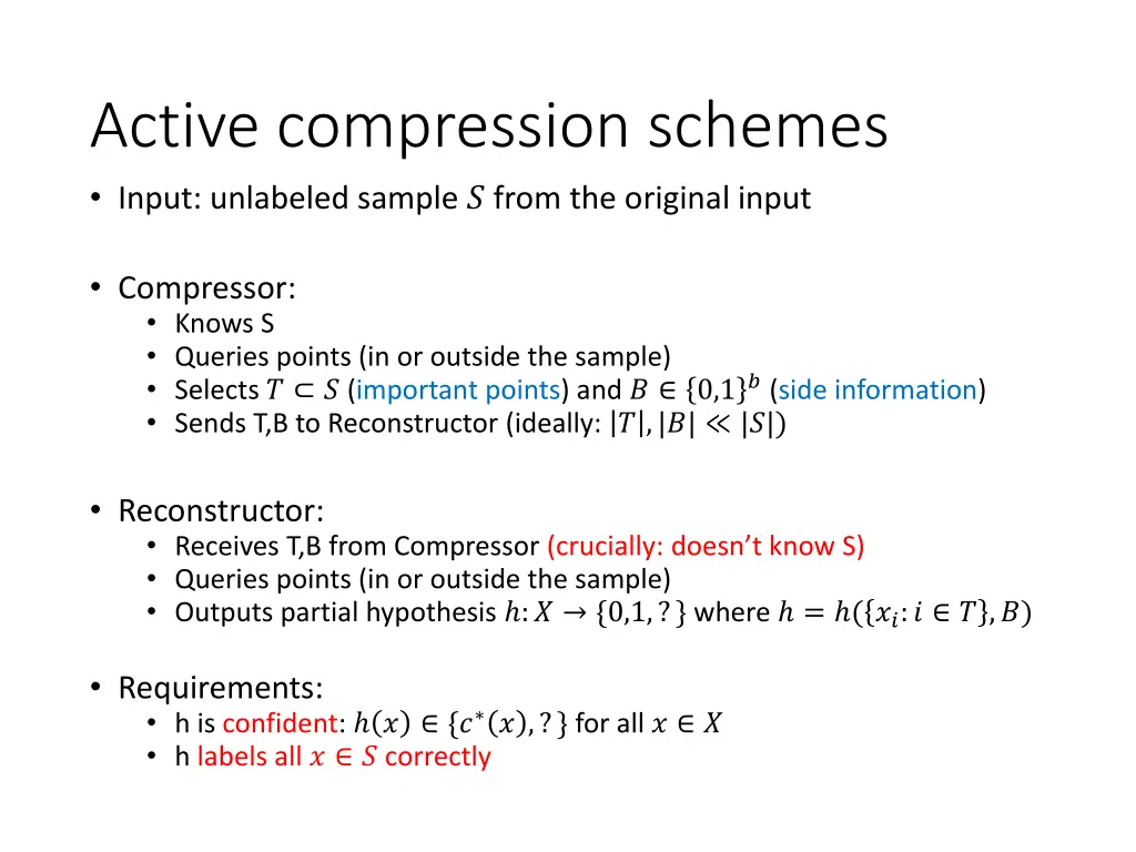 active compression schemes input unlabeled sample