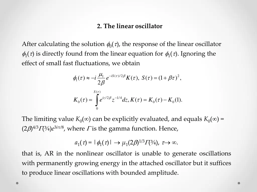 2 the linear oscillator