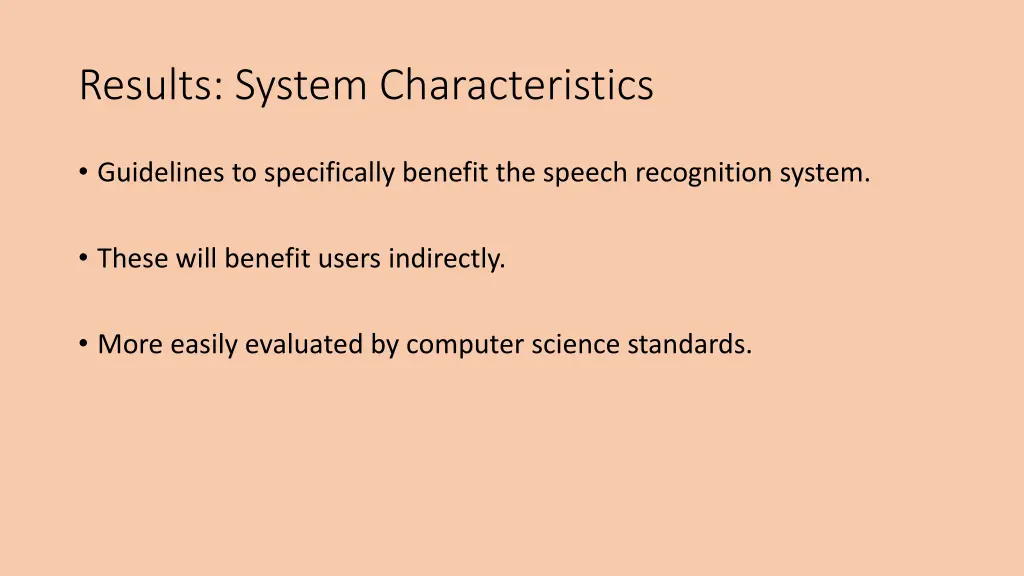 results system characteristics