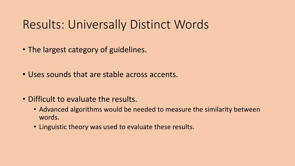 results universally distinct words