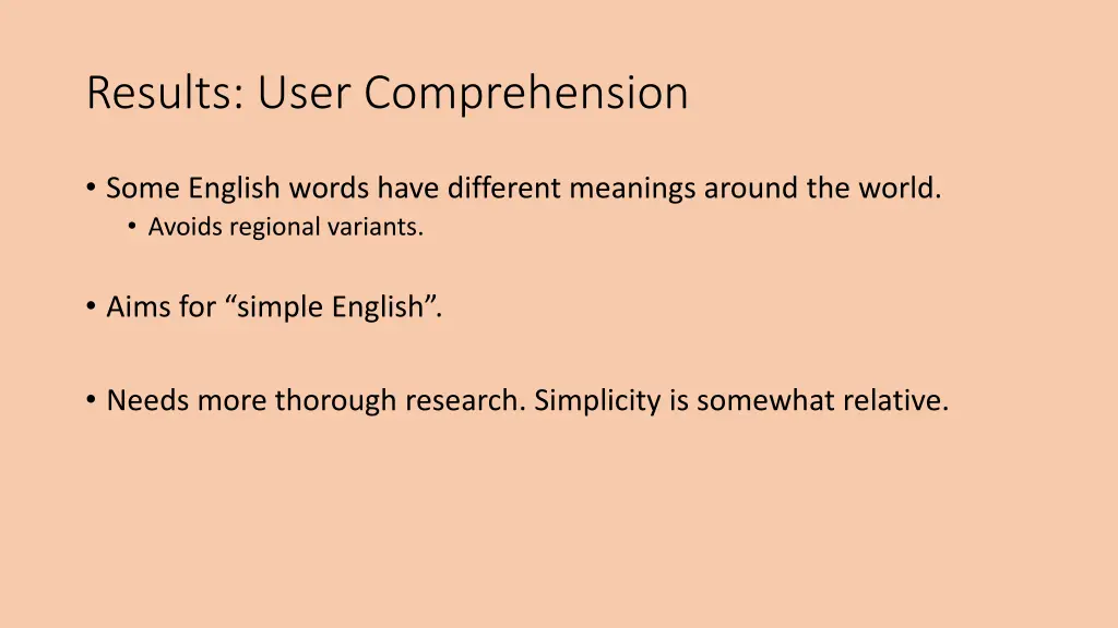 results user comprehension