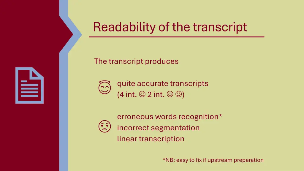 readability of the transcript