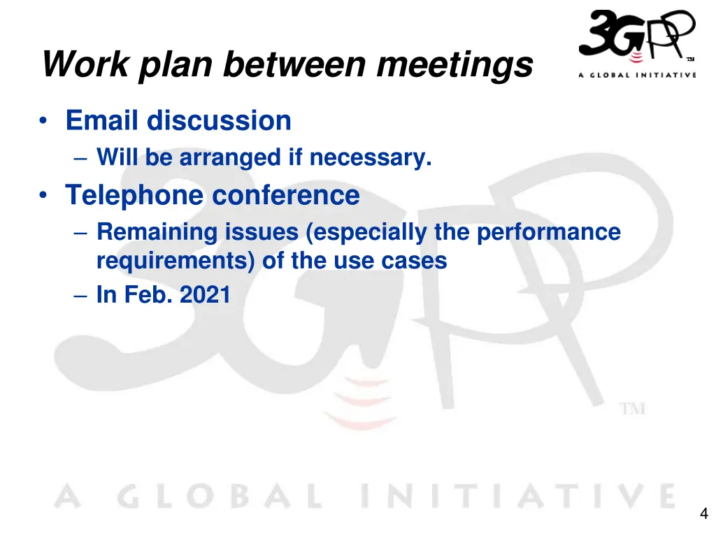 work plan between meetings