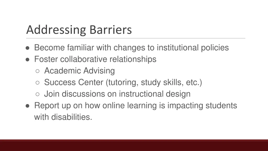 addressing barriers 1