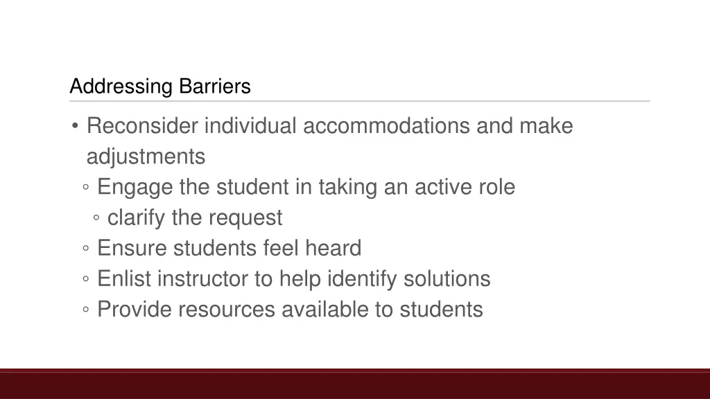 addressing barriers