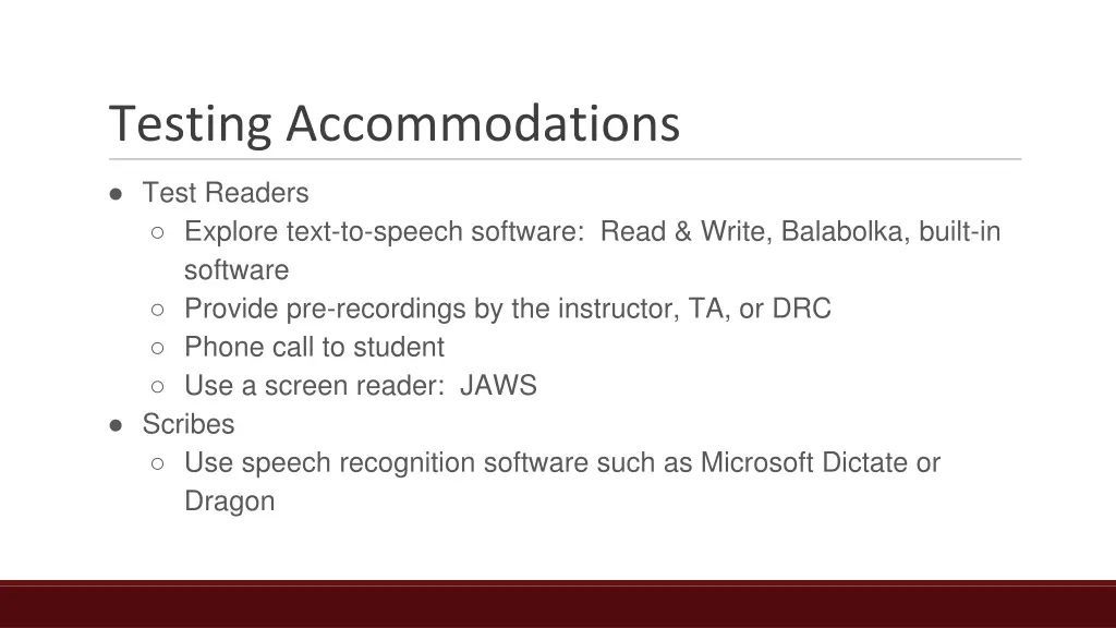 testing accommodations