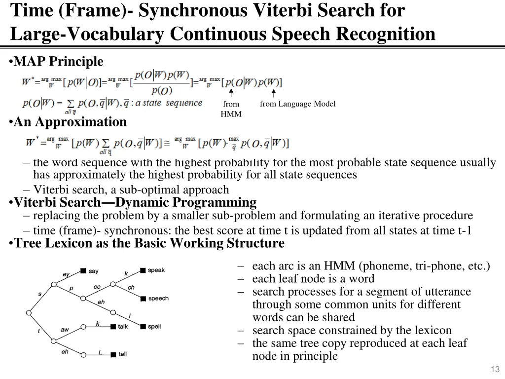 time frame synchronous viterbi search for large