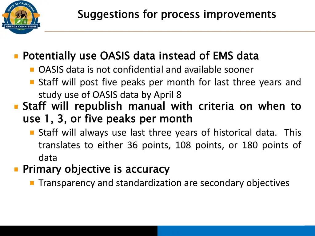 suggestions for process improvements