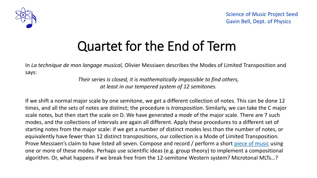 science of music project seed gavin bell dept 1