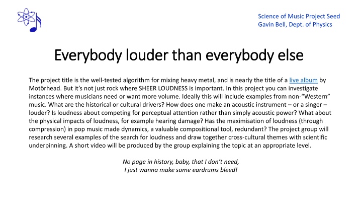 science of music project seed gavin bell dept