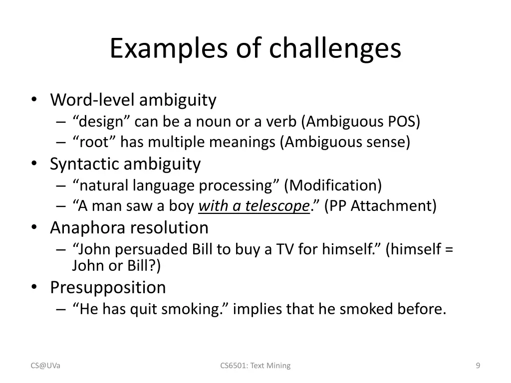 examples of challenges