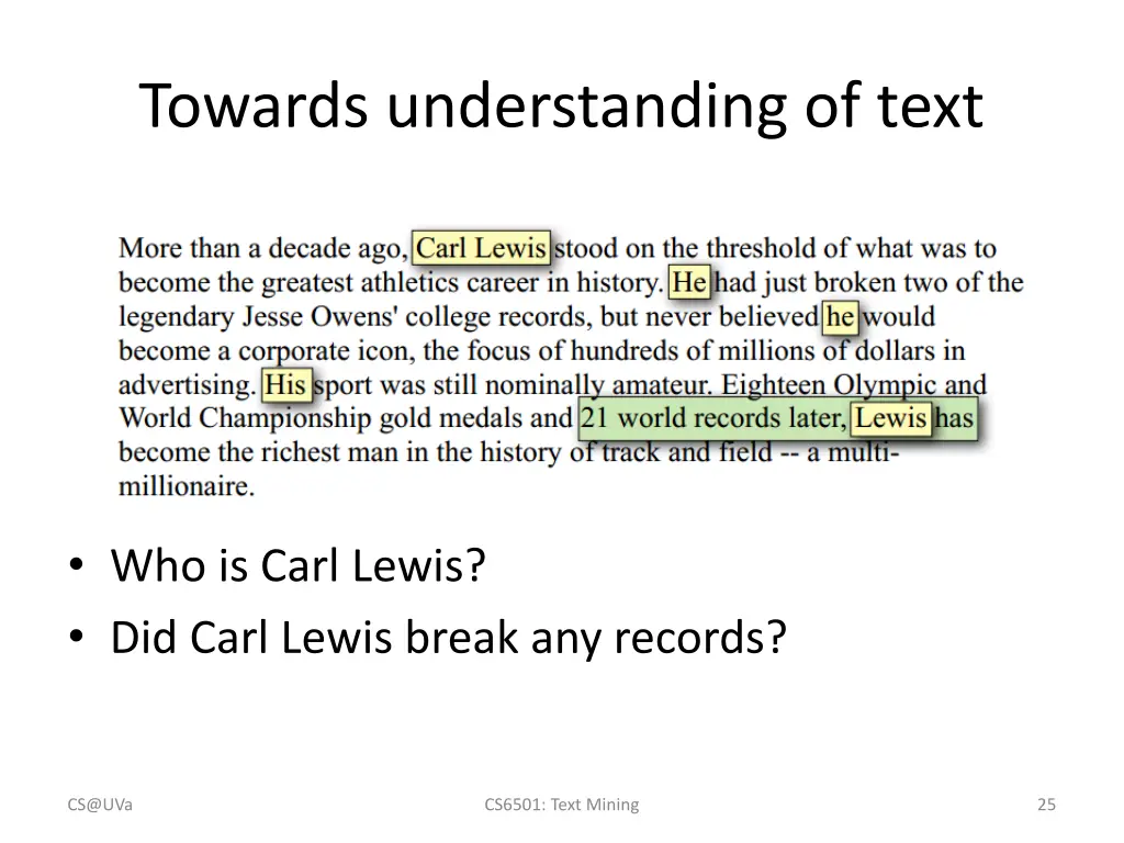 towards understanding of text
