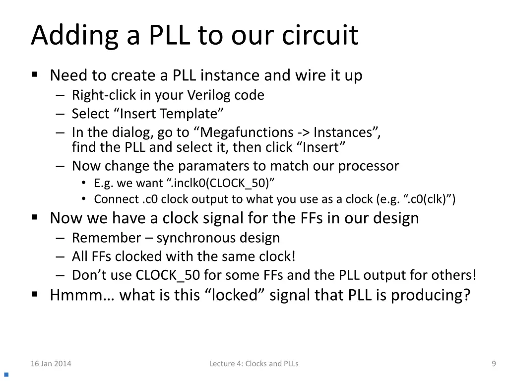 adding a pll to our circuit