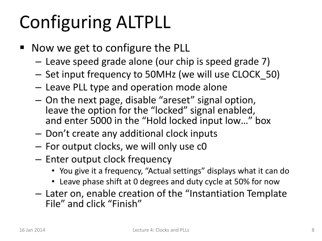 configuring altpll