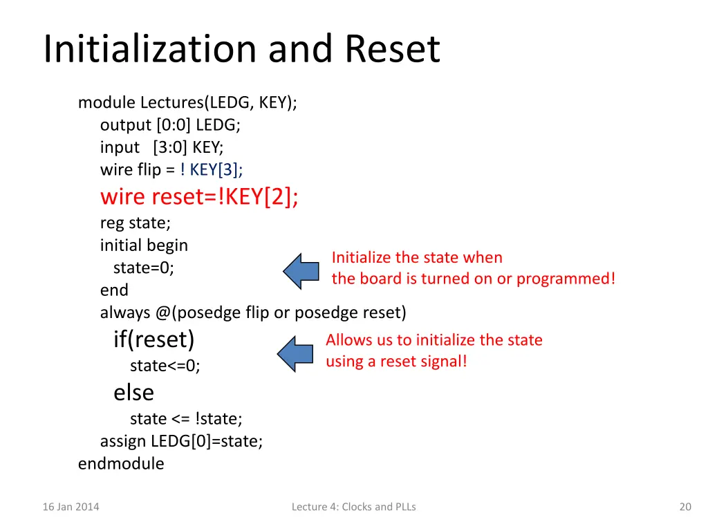 initialization and reset