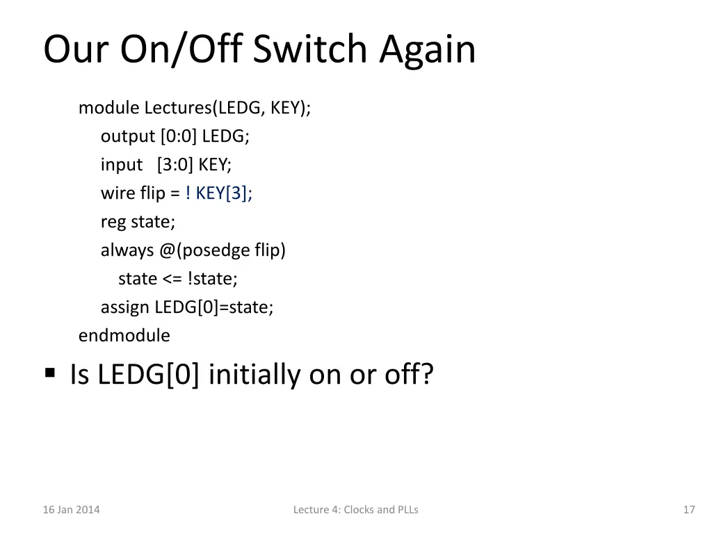 our on off switch again