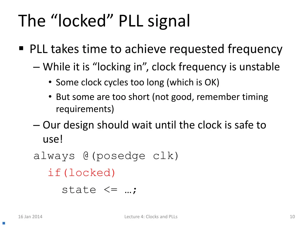 the locked pll signal
