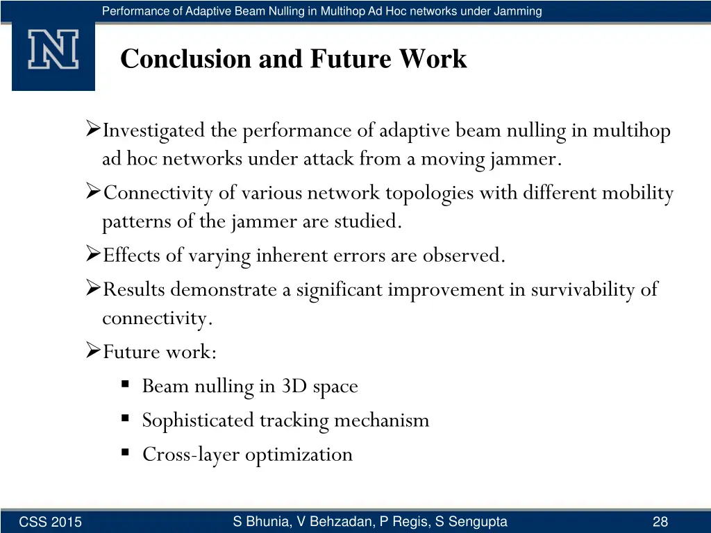 performance of adaptive beam nulling in multihop 26