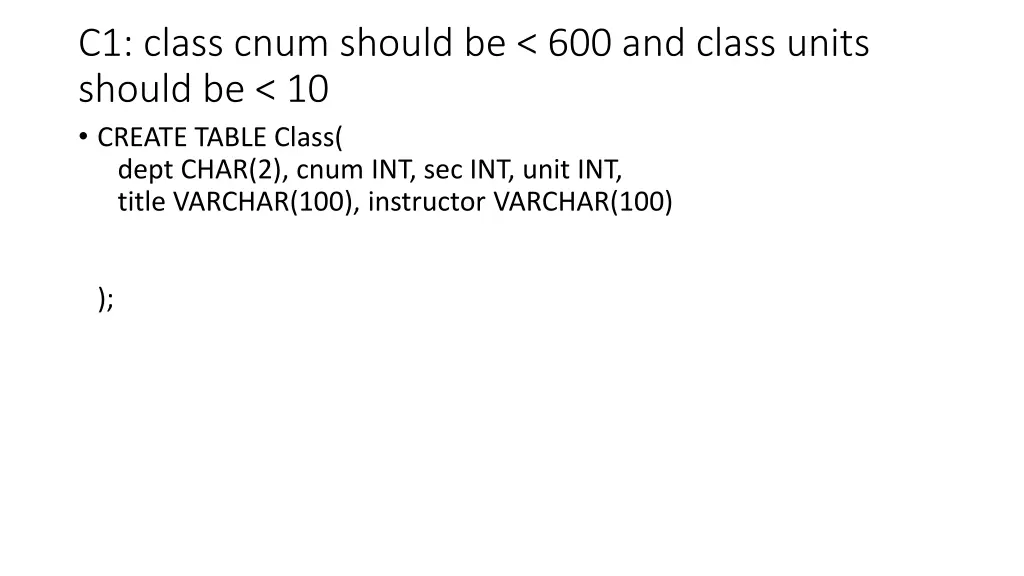 c1 class cnum should be 600 and class units