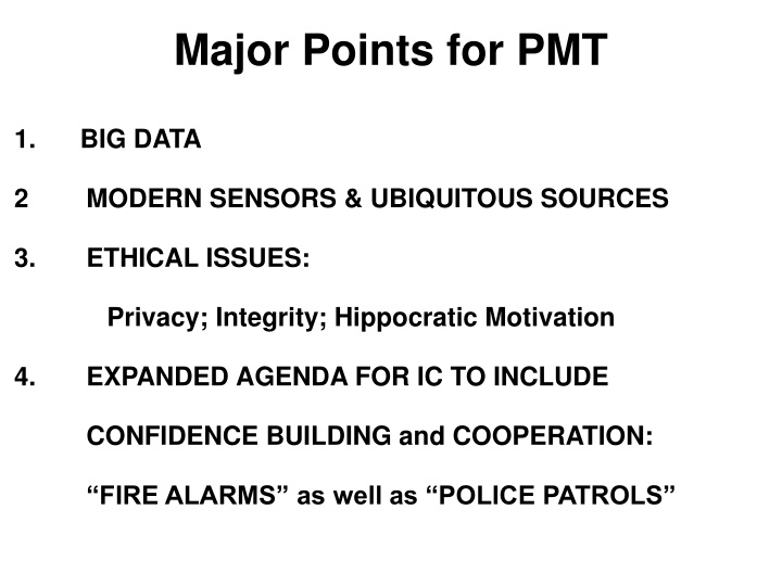 major points for pmt