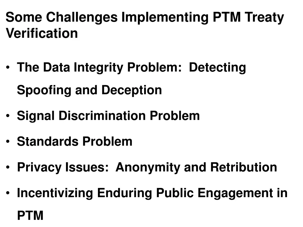 some challenges implementing ptm treaty