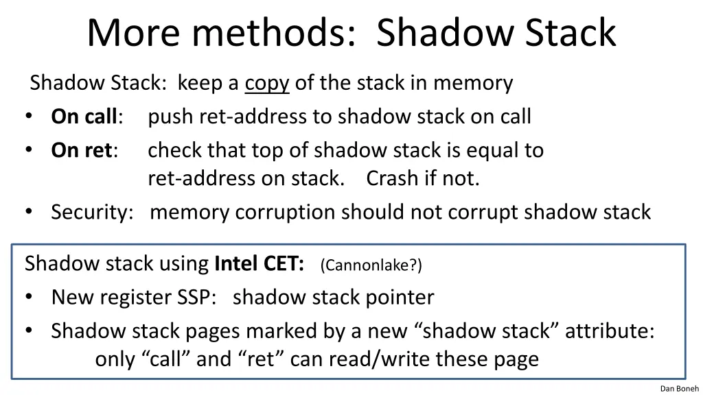more methods shadow stack