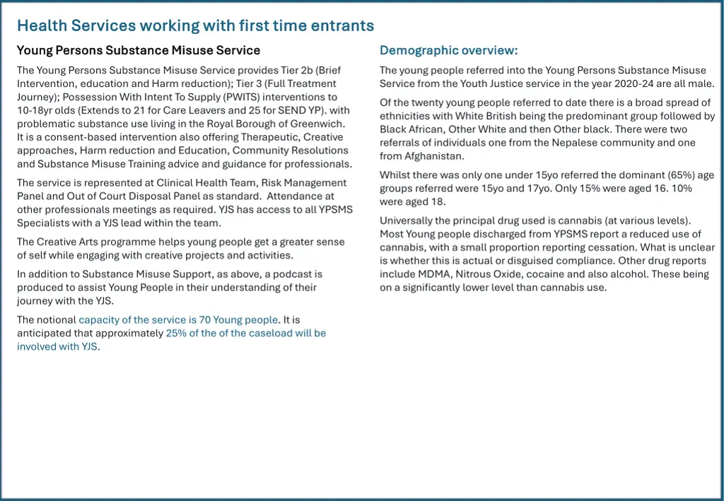 health services working with first time entrants 3