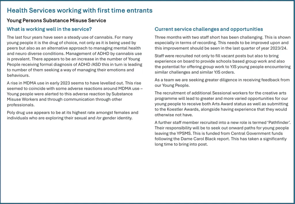 health services working with first time entrants 4