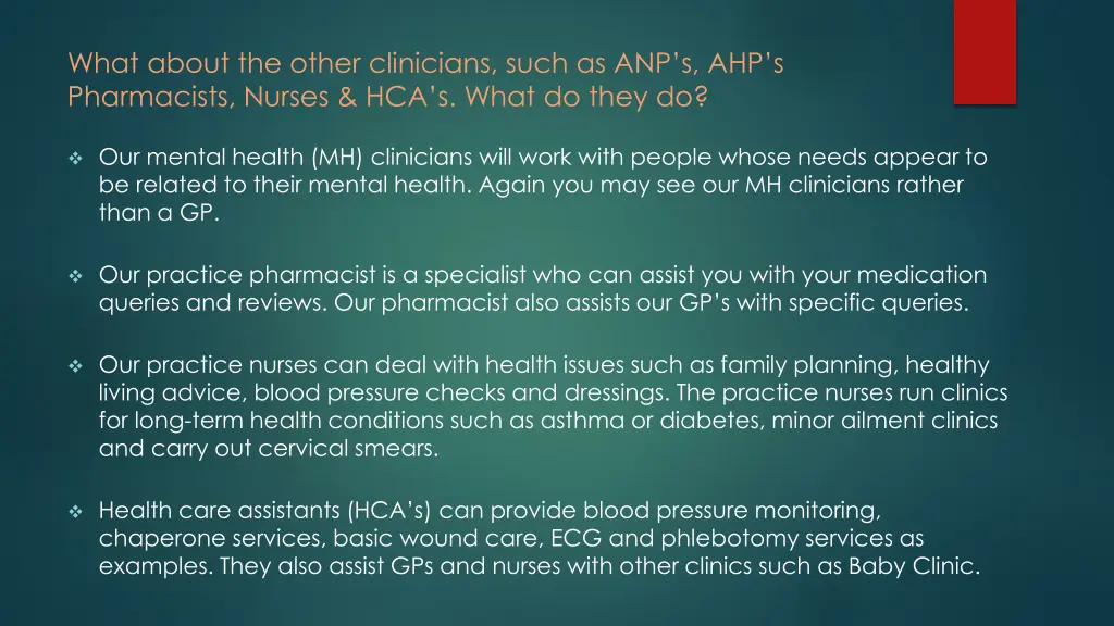what about the other clinicians such 1